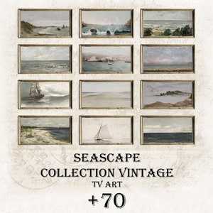 Samsung Frame Tv Art Vintage, Vintage Seascape Coastal Bundle, Frame TV Art Set of +70, Sailboat Painting TV, Home Decor