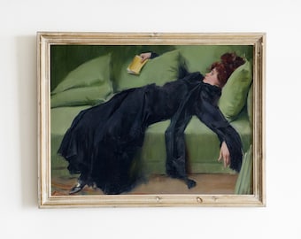 Arte de parede com estampa de mulher jovem decadente, depois da dança, retrato de mulher para impressão, decoração de parede temperamental de mulher vitoriana