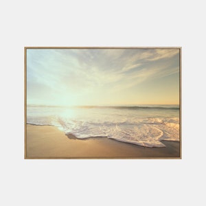Impressão de oceano pastel, impressão costeira moderna, pôster de oceano tropical, praia de verão na Califórnia, conjunto de praia blush, arte de parede
