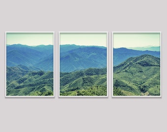 Set Of 3 Mountain Prints, Forest Wall Art Large Prints, Printable Wall Art Nature, 3 Piece Natural Landscape Forest