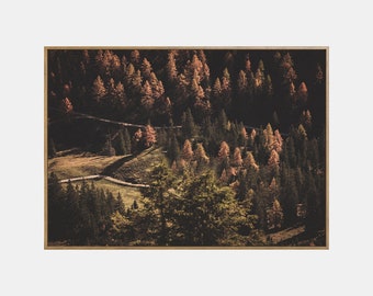 Herfstlandschap afdrukbaar, herfst afdrukbare landschapskunst aan de muur, herfstbosposter, herfstnatuur digitale downloadprint
