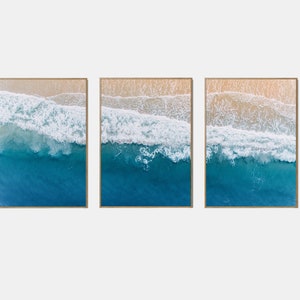 Pastel Ocean Print Set Of 3, Modern Coastal Printable, Tropical Ocean Poster, Summer California Beach, Blush Beach Set