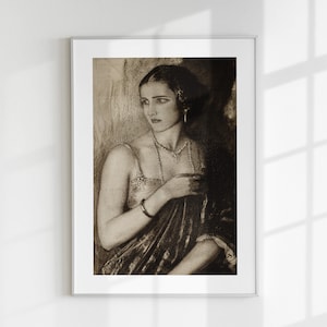 Woman Portrait Poster, Her Art Print, Vintage Feminine Figure Wall Art, Antique Woman Printable, Victorian Female Poster