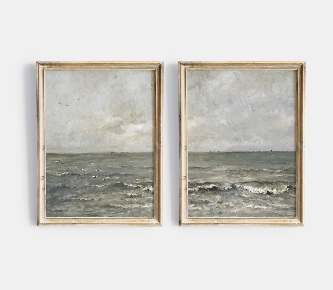 Vintage Printable Gallery Wall Art Set of 2, Muted Neutral Antique ...