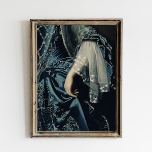 Moody Woman Victorian Portrait Painting, Dark Vintage Printable Wall Art, Dark Academia Decor, Victorian Woman Print