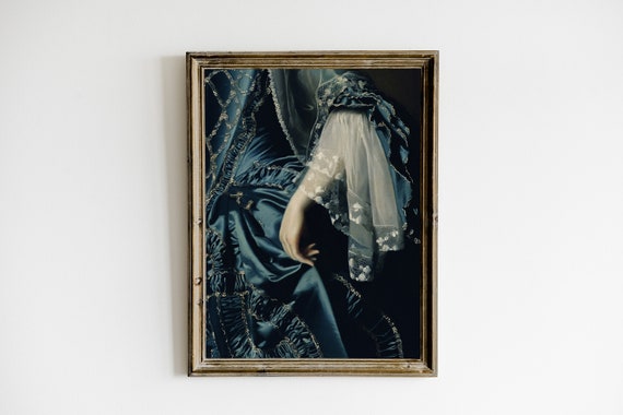 Moody Woman Victorian Portrait Painting, Dark Vintage Printable Wall Art, Dark Academia Decor, Victorian Woman Print