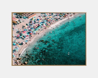 Luchtfoto strand print, moderne kust afdrukbare, luchtfoto oceaan muur decor, zomer Californië strand, zee fotografie kunst aan de muur