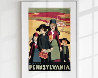 Pennsylvania Poster Wall Art, Travel Poster, American Print, Vintage Pennsylvania Poster, USA Printable, Digital Gift