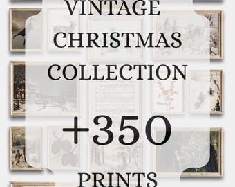 Christmas Vintage Printable Landscape Painting, Gallery Wall Art Set Of 350, Xmas Bundle Prints, Antique Gallery Set Of 350, Xmas Wall Art
