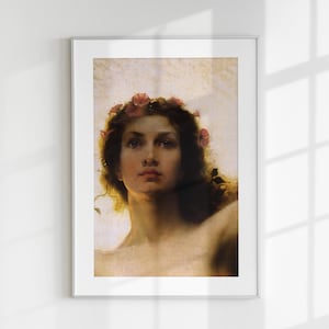 Woman Portrait Poster, Her Art Print, Vintage Feminine Figure Wall Art, Antique Woman Printable, Victorian Female Poster