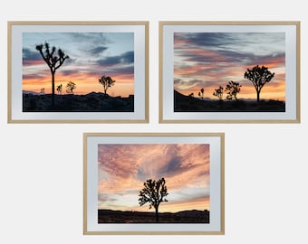 Joshua Tree Landscape Print Digital, Arizona Landscape Desert Sunset Wall Art, Desert printable Set Of 3, Joshua Poster