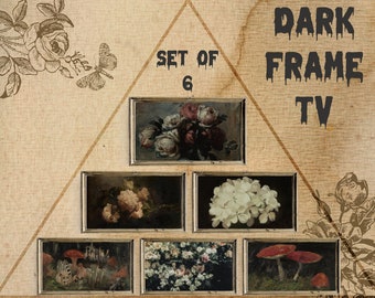 Samsung Frame Tv Art Dark, Rose Still Life, Gothic Download Set Of 6, Botanical Frame Tv 4K, Samsung Dark Academia Decor