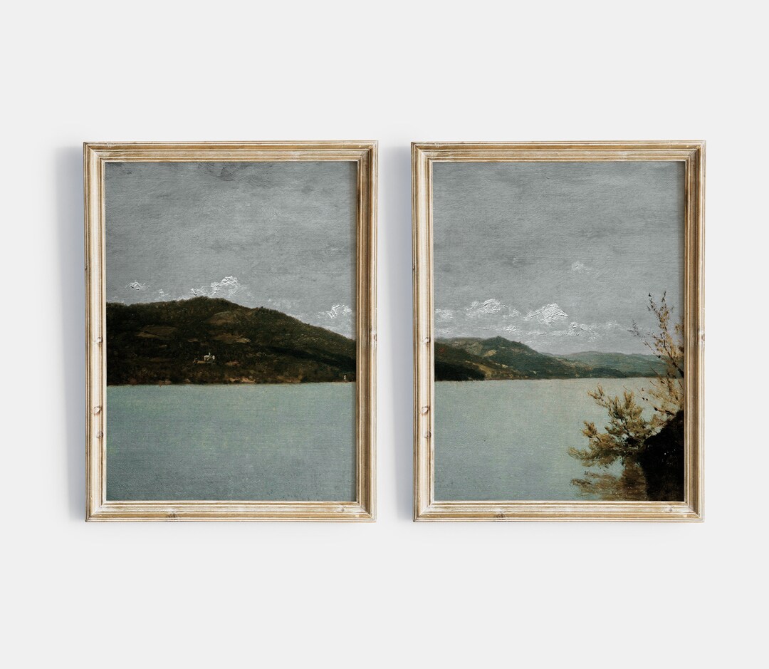 Vintage Printable Gallery Wall Art Set of 2, Antique Vintage Lake ...