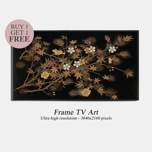 Samsung Frame Tv Art Vintage, Moody Vintage Floral, Dark Academia Decor Frame Tv, Botanical Goth Painting Digital TV