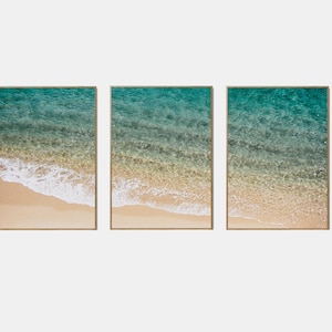 Pastel Ocean Print Set Of 3, Modern Coastal Printable, Tropical Ocean Poster, Summer California Beach, Blush Beach Set