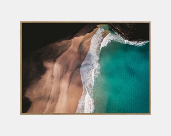 Luchtfoto strand print, moderne kust afdrukbare, luchtfoto oceaan muur decor, zomer Californië strand, zee fotografie kunst aan de muur