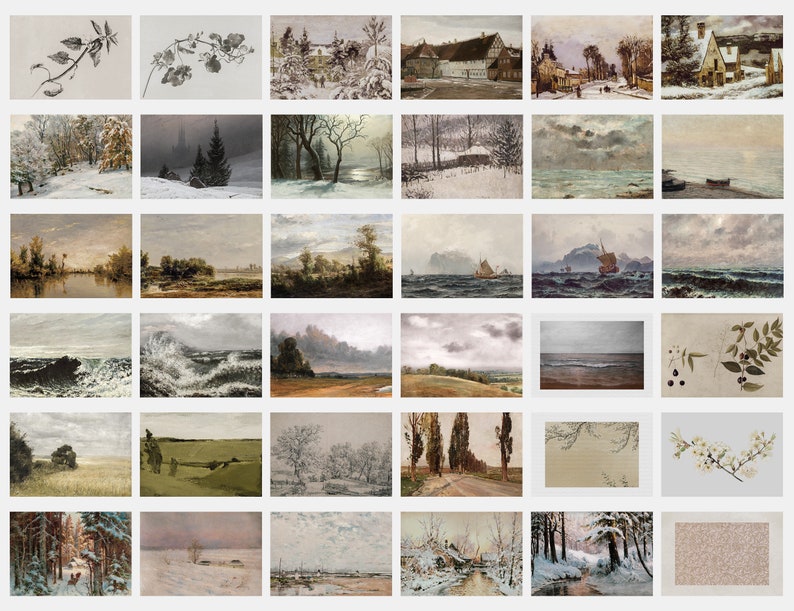 Vintage Printable Country Landscape Painting, Mega Bundle, Antique Mountain Nature Prints Wall Art, Set Of 350 Digital Download image 5