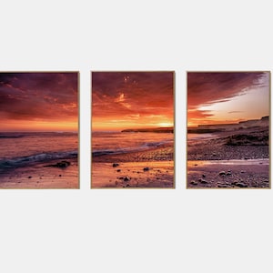 Pastel Ocean Print Set Of 3, Modern Coastal Printable, Tropical Ocean Poster, Summer California Beach, Blush Beach Set