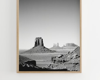 Arizona Desert Black And White Print, Desert BW Wall Art, Monochrome Printable Wall Art,  Grand Canyon Landscape Print