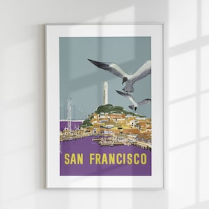 San Francisco Poster Wall Art, Travel Poster, American Print, Vintage San Francisco Poster, USA Printable, Digital Gift