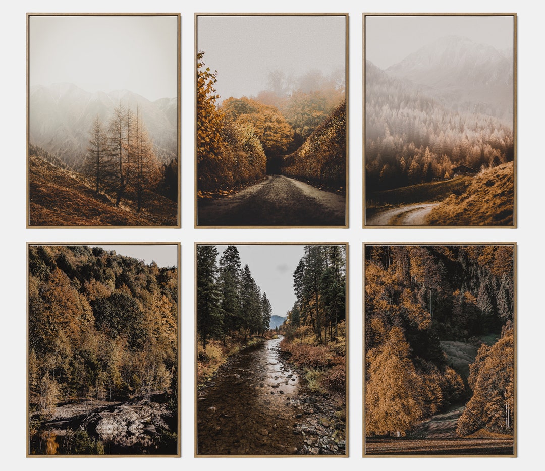 Autumn Landscape River Printable Set, Fall Gallery Wall Art Set of 6 ...