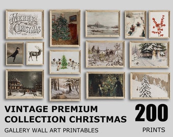 Christmas Vintage Printable Landscape Painting, Gallery Wall Art Set Of 200, Xmas Bundle Prints, Antique Gallery Set Of 200, Xmas Wall Art