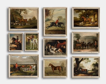 Englische Landdrucke, Landschafts-Galeriewand-Kunst-Satz 10, druckbare Landschafts-Wand-Kunst-Set, englisches Herrenhaus, Vintage-Ölgemälde-Porträt