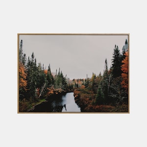 Impresión del río paisaje de otoño, arte de la pared del paisaje imprimible de otoño, cartel del bosque de otoño, impresión digital del río de la naturaleza de otoño