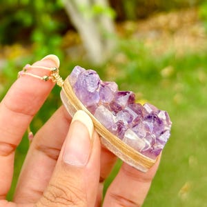 Natural Amethyst Crystal Druzy Micro Macrame Beaded Necklace, Amethyst Macrame Jewelry, Macrame Crystal Jewelry, Gemstone Bohemian Necklaces