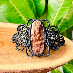 Natural Ocean Jasper Druzy Micro Macrame Crystal Bracelet, Unisex Adjustable Gemstone Bracelets, Christmas Gifts
