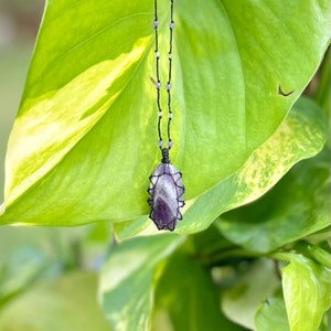 Amethyst Beaded Macrame Necklace, Amethyst Beaded Macrame Jewelry, Gemstone Beaded Macrame Jewelry, Bohemian Macrame Jewelry