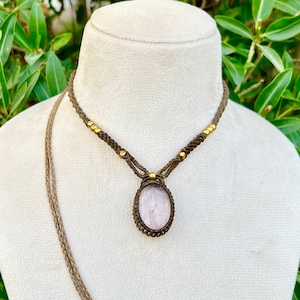 Amethyst W/ Brass Beads Macrame Choker Necklace, Amethyst Macrame Jewelry, Macrame Crystal Jewelry, Bohemian Jewelry, Gemstone Chokers