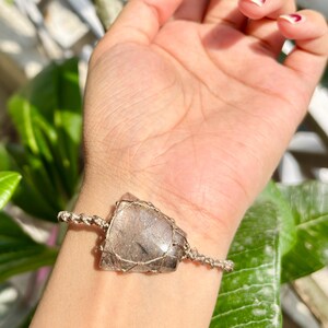 Natural Black Rutile Quartz Micro Macrame Crystal Bracelet, Adjustable Gemstone Bracelets, Unisex Macrame Crystal Jewelry