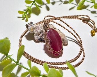 Ethereal Blush~ Cobalt Calcite Bohemian Micro Macrame Adjustable Pendant