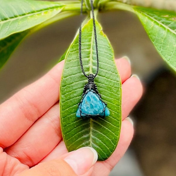 Neon Apatite Micro Macrame Pendant Necklace, Neon Apatite Micro Macrame Jewelry, Gemstone Pendant, Unisex Macrame Jewelry,Minimalist Jewelry