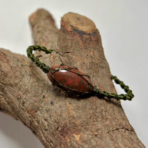 Natural Ocean Jasper Micro Macrame Crystal Bracelet, Unisex Crystal Jewelry, Adjustable Gemstone Bracelets