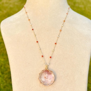 Natural Amethyst Garden Quartz Micro Macrame Beaded Crystal Necklace, Gemstone Beaded Necklaces, Macrame Crystal Jewelry