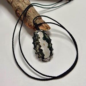 Collier pendentif en cristal micro macramé jaspe océan naturel, pendentifs pierres précieuses réglables, bijoux en cristal unisexe