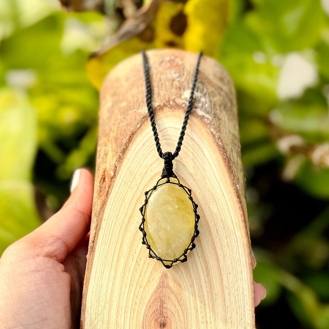Lemon Quartz Macrame Pendant Necklace, Lemon Quartz Macrame Jewelry ...