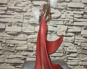 レディ彫刻ワインラック：モダンなホームデコレーション（16x13x34 cm