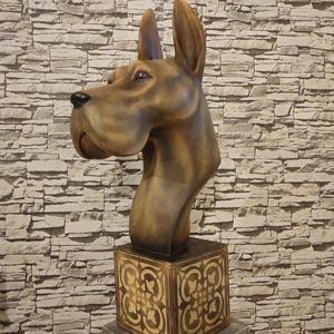 Elegant Hand-Painted Dog Bust Sculpture – Decorative Statement Piece great dane bust