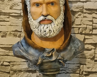 Hercules Bust Statue: Large Greek Roman Sculpture with Nemean Lion