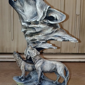 Large Wolf Statue Sculpture Home Decor,Wolf and ,Housewarming Gifts,Wolf Family