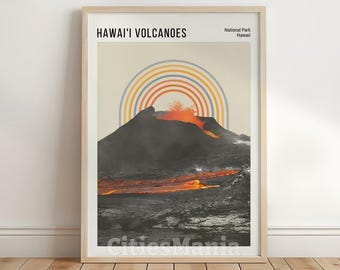 Impresión del Parque Nacional de los Volcanes de Hawái: Arte de lava moderno de mediados de siglo (descarga digital)
