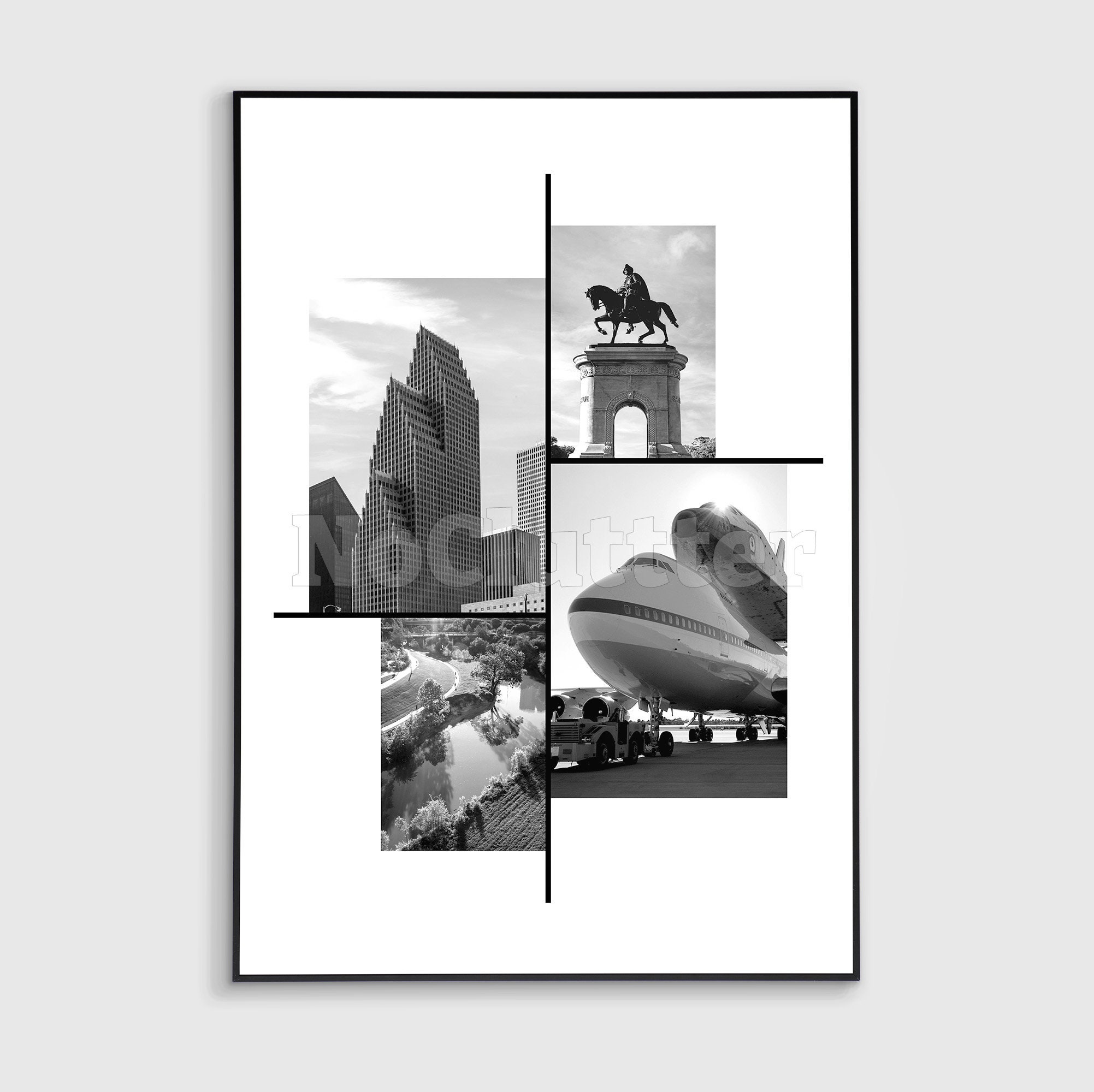 Houston Texas Wall Art, 3 Piece Wall Art, Houston Apartment Wall Art