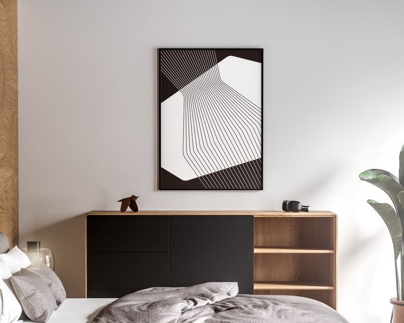 Black and White Geometric Wall Art Office and Desk Decor Etsy