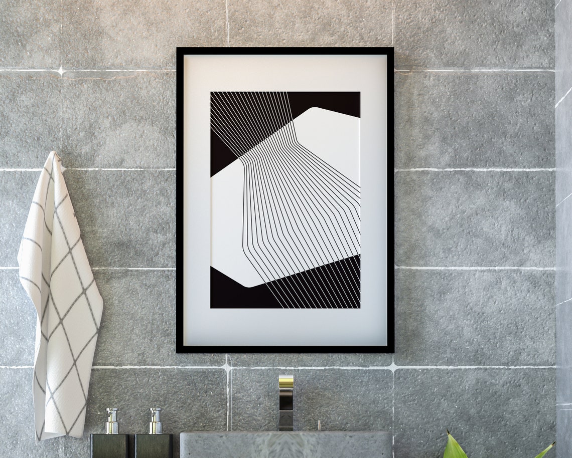 Black and White Geometric Wall Art Office and Desk Decor Etsy