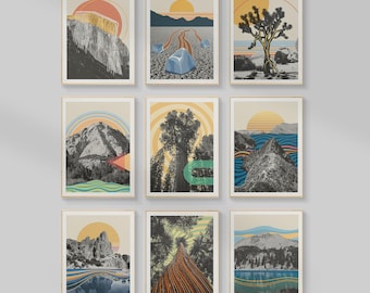 California National Parks Print Set: Mid-Century Modern Art (Digital Download)