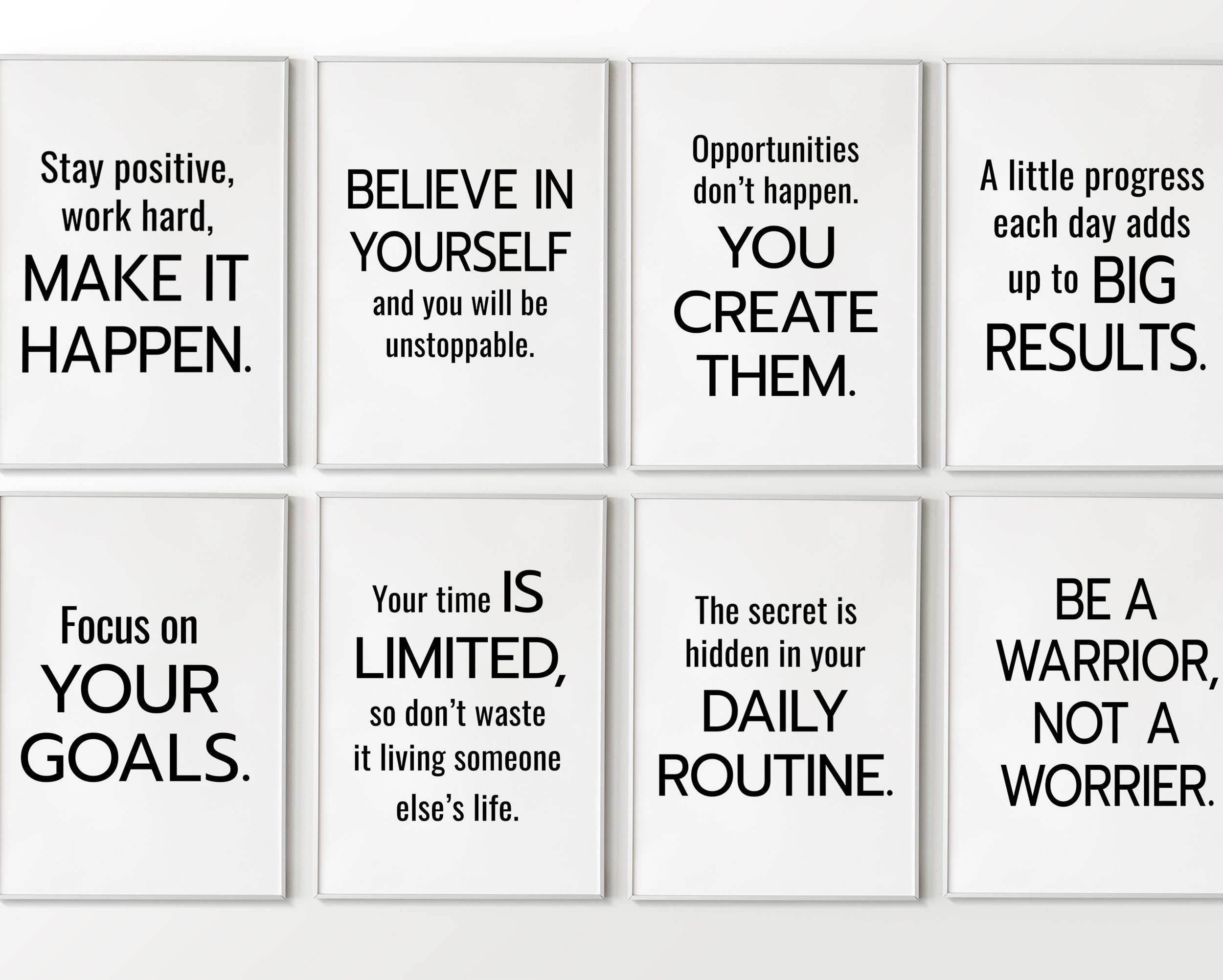 Printable Motivational Wall Art, Set of 20 Quotes, Inspirational Wall Art for Office, Work From ...