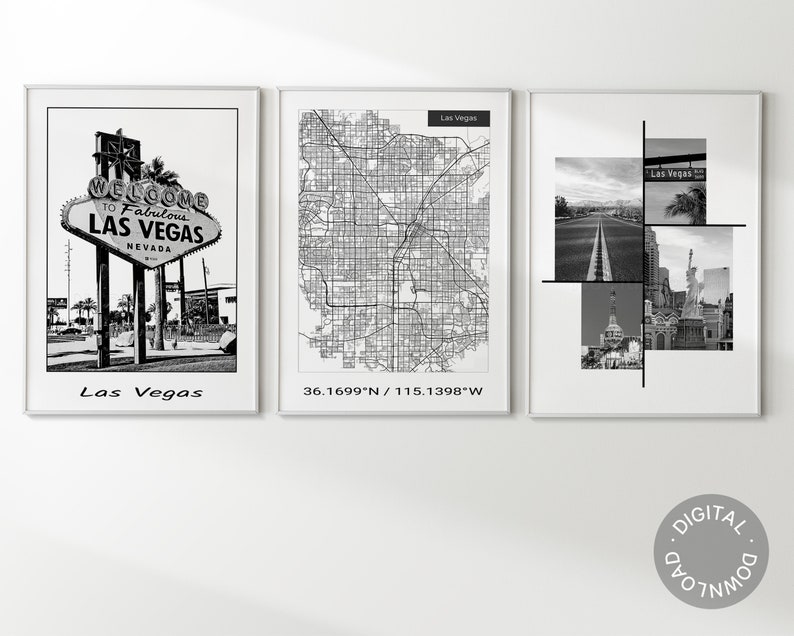 Las Vegas Wall Art Modern Map Art for Apartment Decor Nevada Etsy